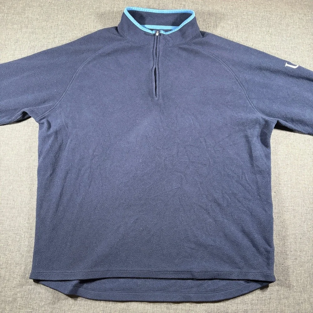 Peter Millar Fleece Pullover Mens Large Navy Quarter Zip Tiger Logo MF19EZ38
